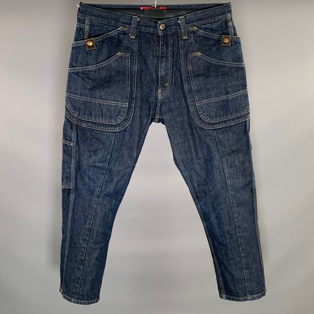 Junya Watanabe Contrast Stitch Cropped Cargo Jeans M Navy Blue